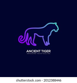 line art Ancient tiger gradient modern color