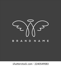 Line art Angel and initial A logo vector