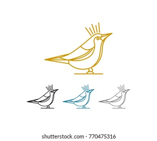 Line Art Animal Cute Bird with Crown Abstract Logo Symbol