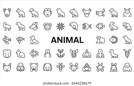 Conjunto de coleções de ícones de animais em arte