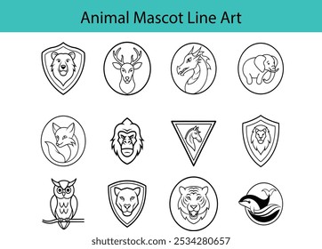 Diseño de Ilustraciones de mascota animal de arte de línea