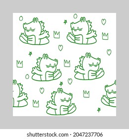 line art animal seamless pattern illustration. 