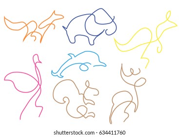 line art animals vector