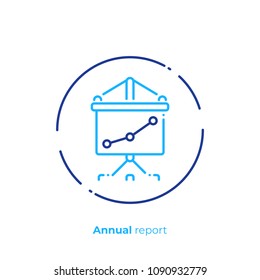 Line art annual report. Finance plan presentation. Scalable vector icon in modern outline style. Lineart elements vector illustration.