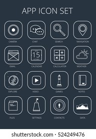 Line Art App Icon Set Vector illustration