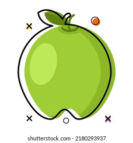 line art apple fruit flat design. vector illustration