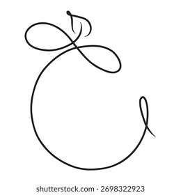 line art of apple icon vector illustration