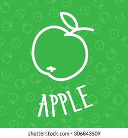 Line art apple on seamless background - vector pattern