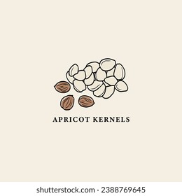 Line art apricot kernels drawing
