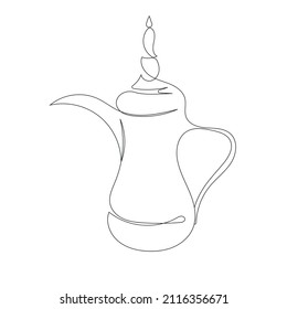  line art of Arabic coffee Set of doodle hand drawn sketches isolated on white background. Traditional Arabic coffee mug and coffee cup. Design elements for cafe menu, fliers and chalkboards.