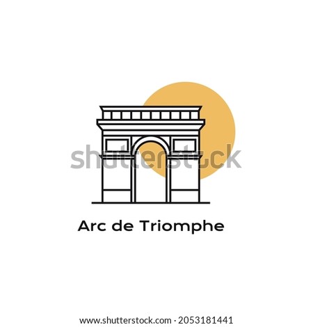 Line art Arc de Triomphe, landmark icon of Paris, France. Arc de Triomphe logo design vector illustration
