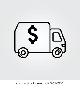 Line art armored van icon logo vector illustration design, for business and finance symbol