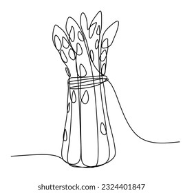 Line art asparagus bundle. Fresh vegetable vector outline illustration. Hand draw Healthy and Veggie food, ingredient for Organic cooking. Eco concept picture