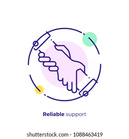 line art assistant hands. Team building. Scalable vector icon in modern lineart style. outline elements vector illustration.