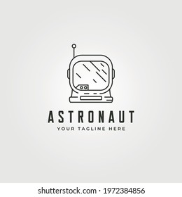 line art astronaut head logo vector symbol illustration design