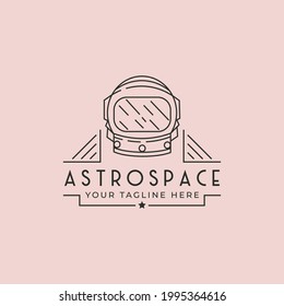 line art astronaut helmet head logo vector symbol illustration design