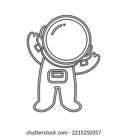 Line art of astronout saying hello expression 