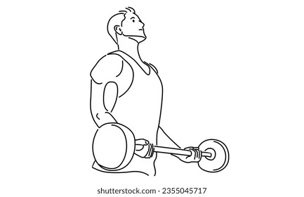 Line art of Athletic man lifting weights
