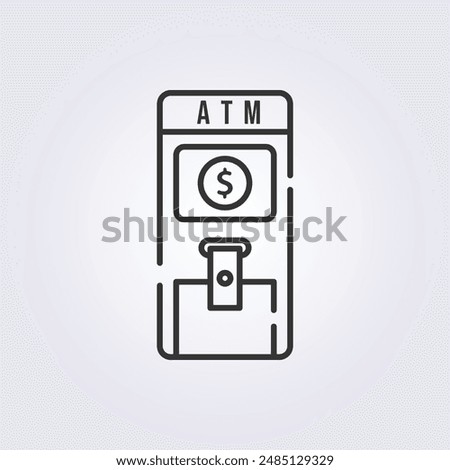 line art atm icon logo vector illustration design, for business and finance symbol