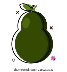 line art avocado fruit flat design. vector illustration