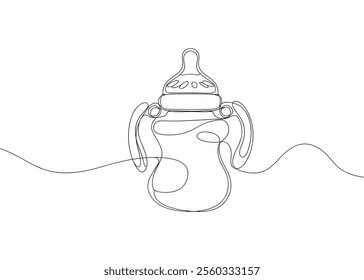 Line Art of a Baby Bottle with Handles