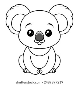 Line art of baby koala bear vector, cute koala for coloring books, coloring page for kids