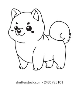 Línea de arte del bebé Shina Inu perro de dibujos animados vector