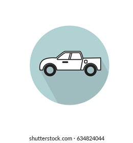 line art back pickup truck  flat icon,vector illustration
