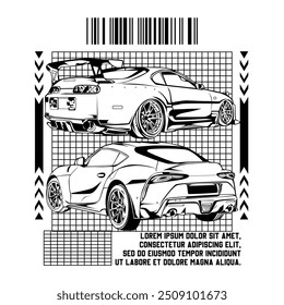 Line Art Back Sport Car con diseño de brutalismo