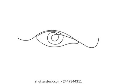 Line art background of eye. One continuous line drawing of human eye. Vector illustration.