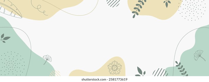 Line Art Background with Geometric Patterns and Plants