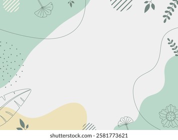 Line Art Background with Geometric Patterns and Plants