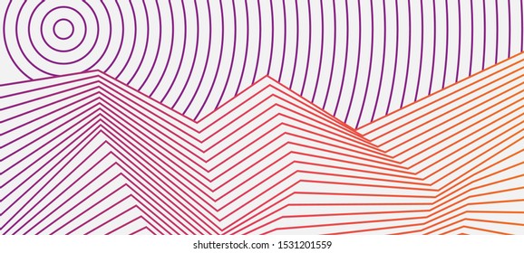 line art background with mountain elements combined with sun elements. using line repetition. editable and easy to use
