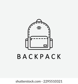 line art backpack icon logo vector design minimalist,storage icon design
