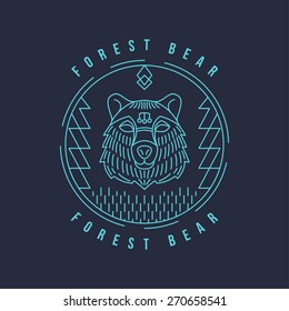 Line Art Badge or Logo Template. Thin Line Graphic Design