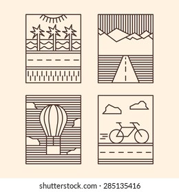 Line Art Badge or Logo Template. Thin Line Graphic Design