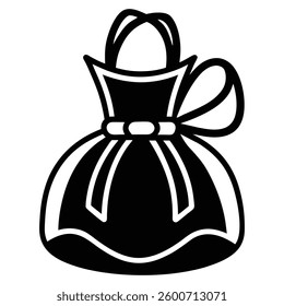 Line Art of a Bag with a Ribbon - Simple and Elegant Illustration
