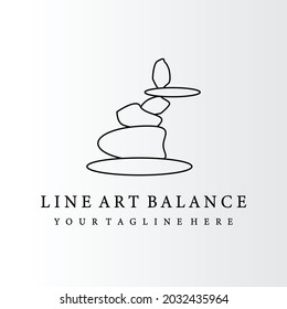 line art balance stone logo vector illustration design graphic, rock