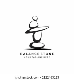 line art balance stone logo vector minimalist