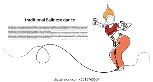 arte de linha de bailarinos balineses.um desenho de linha de bailarinos balineses com ilustração color.vetor de bailarinos balineses em uma performance