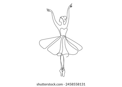 Line Art Ballerina Dancer Sketch Silhouette. Elegant Minimalist Line Drawing of Ballerina in Pose. Grace And Simplicity In  Timeless Ballet Dancer's Silhouette.