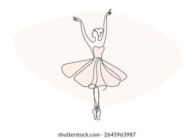 Line Art Ballerina Dancer Sketch Silhouette. Elegant Minimalist Outline Drawing of Ballerina in Pose. Grace In Timeless Ballet Dancer's Silhouette. Continuous Stroke Midern Contour Line