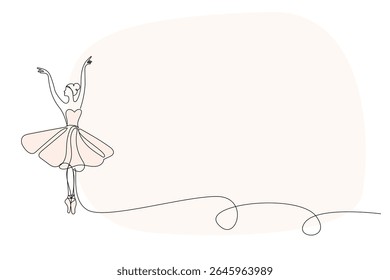 Line Art Ballerina Dancer Sketch Silhouette. Elegant Minimalist Outline Drawing of Ballerina in Pose. Grace In Timeless Ballet Dancer's Silhouette. Continuous Stroke Midern Contour Line