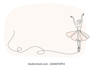 Line Art Ballerina Dancer Sketch Silhouette. Elegant Minimalist Outline Drawing of Ballerina in Pose. Grace In Timeless Ballet Dancer's Silhouette. Continuous Stroke Midern Contour Line