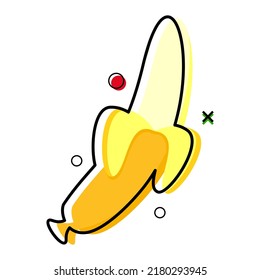 line art banana fruit flat design. vector illustration