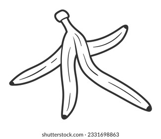 Line art of banana isolated on white background. One line style. Vector illustration