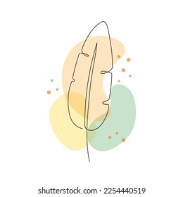 Line art banana palm leaf. Minimal continuous line banana leaf foliage drawing illustration. Tropical modern plant abstract design background. Vector illustration.