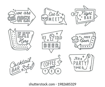 Line art bar sign collection