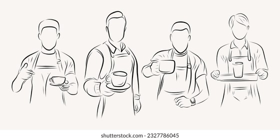 arte de línea de barista hacer ilustración de café