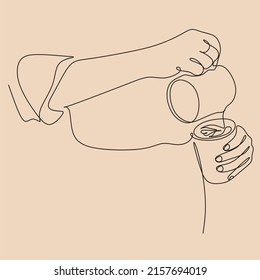 Line art barista vector minimalist coffee
